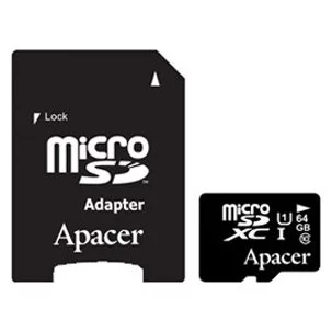 Apacer microSDXC (Class 10) 64GB + адаптер (AP64GMCSX10U1-R)