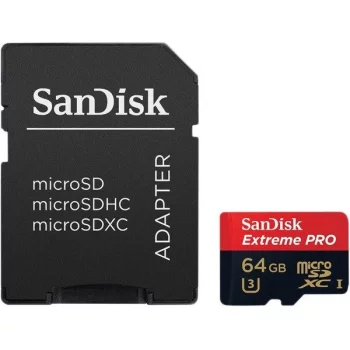Sandisk microSDXC 64Gb Class 10 UHS-I U3 Extreme Pro + SD adapter (SDSDQXP-064G-G46A)
