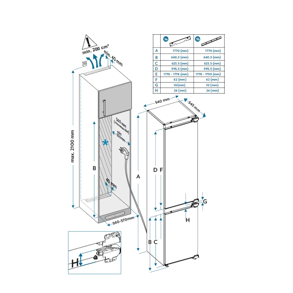 Встраиваемый двухкамерный холодильник Weissgauff WRKI 178 V схема