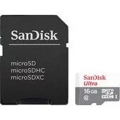 Sandisk Ultra microSDHC 16GB UHS-I/U1 + адаптер (SDSQUNB-016G-GN3MA)