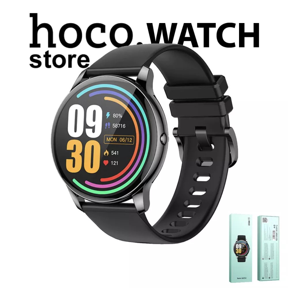 Сенсорные умные смарт-часы AMOLED hoco, фитнес браслет, смарт часы, smart  watch, спортивные часы, универсальные, часы для похудения, часы для бега,  совместимы с ios android, черный (hoco Y10)