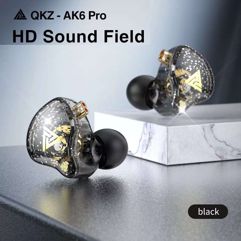 HiFi наушники QKZ AK6 PRO спортивные проводные с микрофоном для телефона  вакуумные мощные басы, цвет ЧЁРНЫЙ (qkz-ak6PRO)