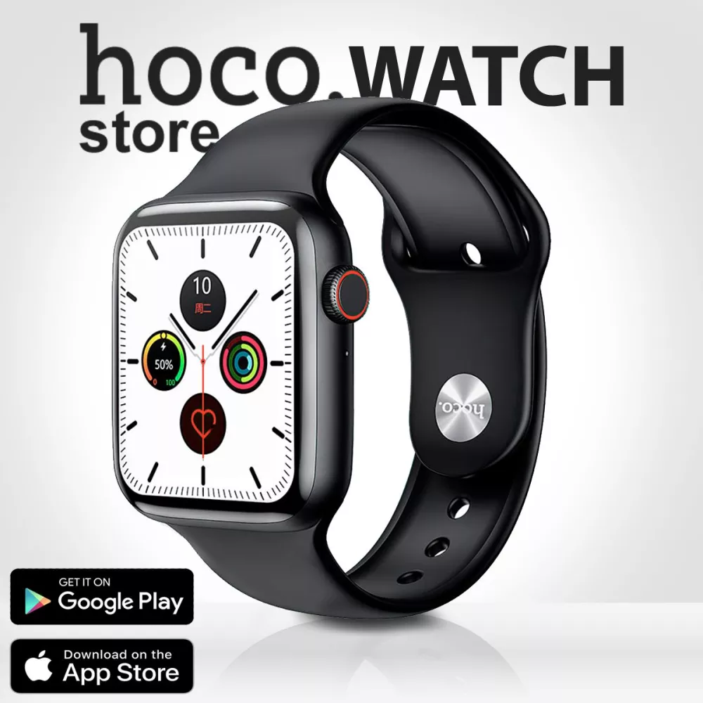 hoco смарт-часы, smart watch, умные часы, сенсорные часы, фитнес браслет,  спортивные премиум часы, совместимы с ios android, универсальные, черный  (hoco часы (черные))