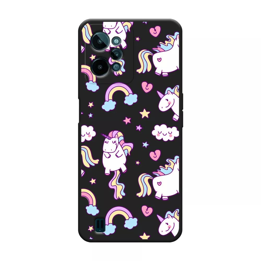 Case Place Матовый силиконовый чехол на Realme C31 / Реалми C31 Sweet  unicorns dreams, черный (259352-1)