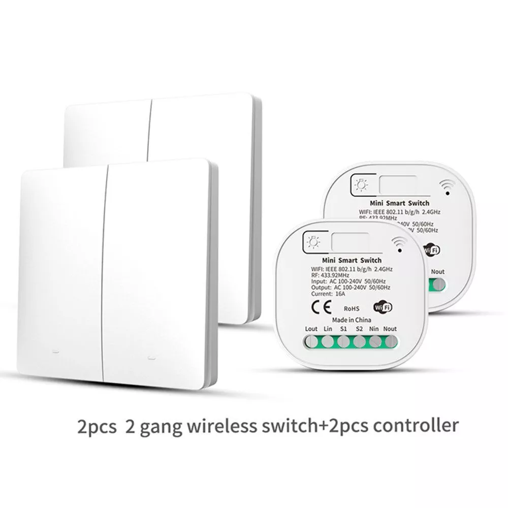 Умный выключатель Tuya Smart Switch (2 реле Wi-Fi + 2 двойных выключателя)  (TSS-2R2G2)